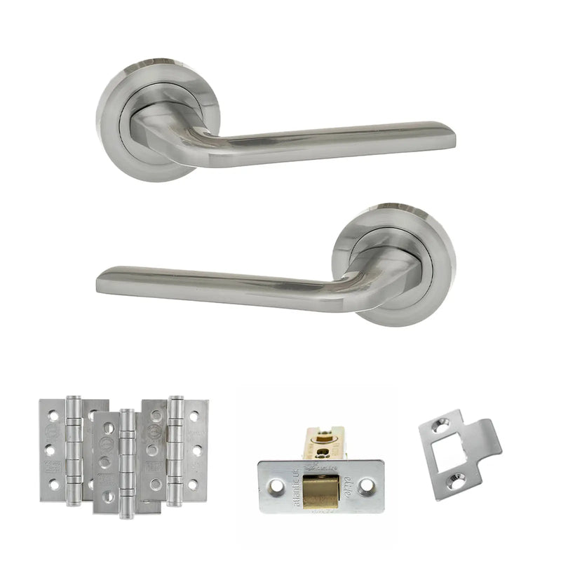 Atlantic Eco Surf Door Handle Pack (Latch Set - 3" CE Latch, 3" Fire Rated Hinges x3)