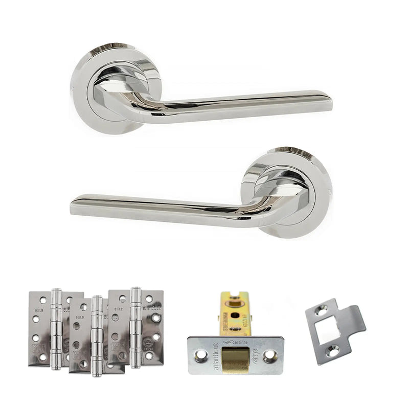 Atlantic Eco Surf Door Handle Pack (Latch Set - 3" CE Latch, 4" Fire Rated Hinges x3)