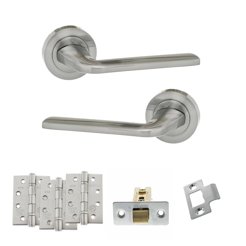 Atlantic Eco Surf Door Handle Pack (Latch Set - 3" CE Latch, 4" Fire Rated Hinges x3)