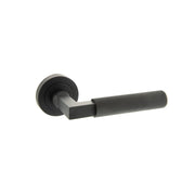 Atlantic Millhouse Brass Cartwright Knurled Lever Door Handle on Round Rose