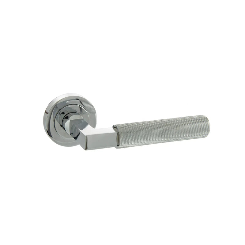 Atlantic Millhouse Brass Cartwright Knurled Lever Door Handle on Round Rose