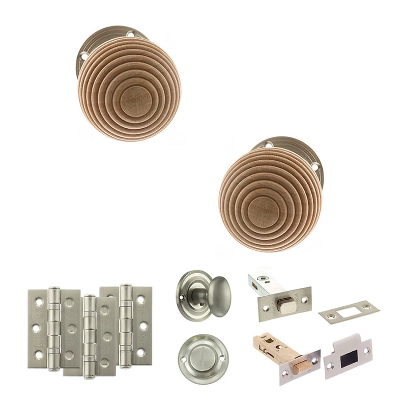 Atlantic Old English Bridlington Door Knob Pack (Bathroom Set - 4" Deadbolt, 3" Fire Rated Hinges x3)