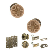 Atlantic Old English Bridlington Door Knob Pack (Bathroom Set - 3" Deadbolt, 4" Slim Knuckle Hinges x2)