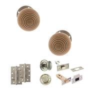 Atlantic Old English Bridlington Door Knob Pack (Bathroom Set - 3" Deadbolt, 4" Slim Knuckle Hinges x2)