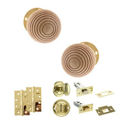 Atlantic Old English Bridlington Door Knob Pack (Bathroom Set - 4" Deadbolt, 4" Slim Knuckle Hinges x2)