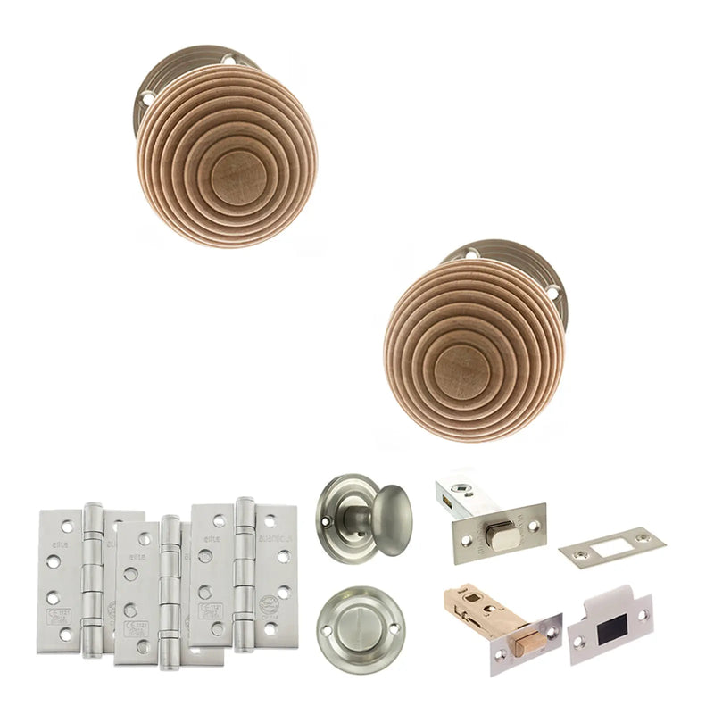 Atlantic Old English Bridlington Door Knob Pack (Bathroom Set - 3" Deadbolt, 4" Fire Rated Hinges x3)
