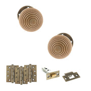Atlantic Old English Bridlington Door Knob Pack (Latch Set - 3" HD Latch, 4" Fire Rated Hinges x3)