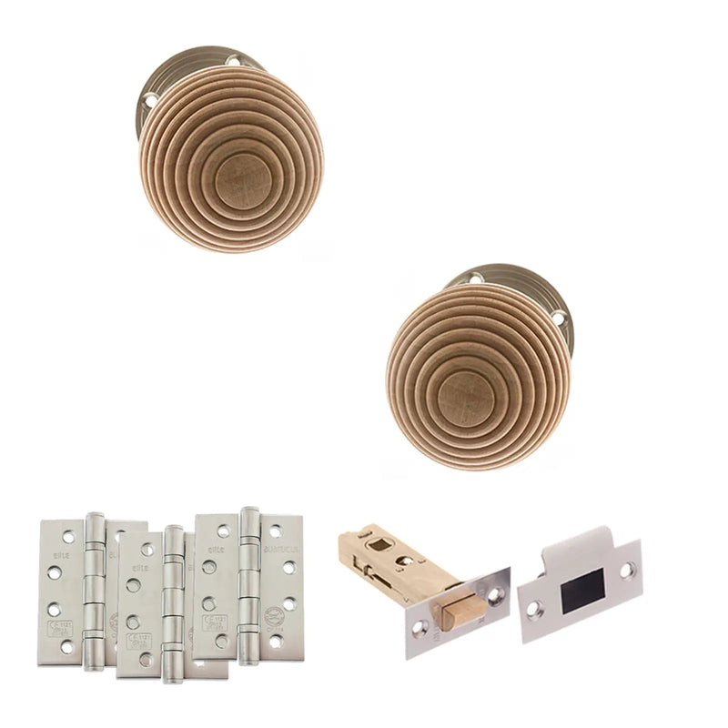 Atlantic Old English Bridlington Door Knob Pack (Latch Set - 4" HD Latch, 4" Fire Rated Hinges x3)