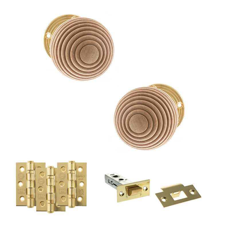 Atlantic Old English Bridlington Door Knob Pack (Latch Set - 3" HD Latch, 3" Fire Rated Hinges x3)