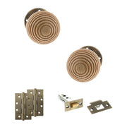 Atlantic Old English Bridlington Door Knob Pack (Latch Set - 3" HD Latch, 4" Slim Knuckle Hinges x2)