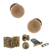 Atlantic Old English Bridlington Door Knob Pack (Lock Set - Horizontal Bathlock, 3" Fire Rated Hinges x3)