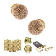 Atlantic Old English Bridlington Door Knob Pack (Lock Set - Horizontal Bathlock, 3" Fire Rated Hinges x3)