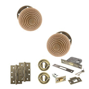 Atlantic Old English Bridlington Door Knob Pack (Lock Set - 3" Latch & Deadlock, 4" Slim Knuckle Hinges x2)