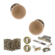 Atlantic Old English Bridlington Door Knob Pack (Lock Set - 3" Latch & Deadlock, 3" Fire Rated Hinges x3)