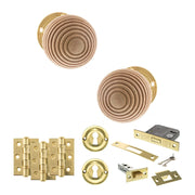 Atlantic Old English Bridlington Door Knob Pack (Lock Set - 3" Latch & Deadlock, 3" Fire Rated Hinges x3)