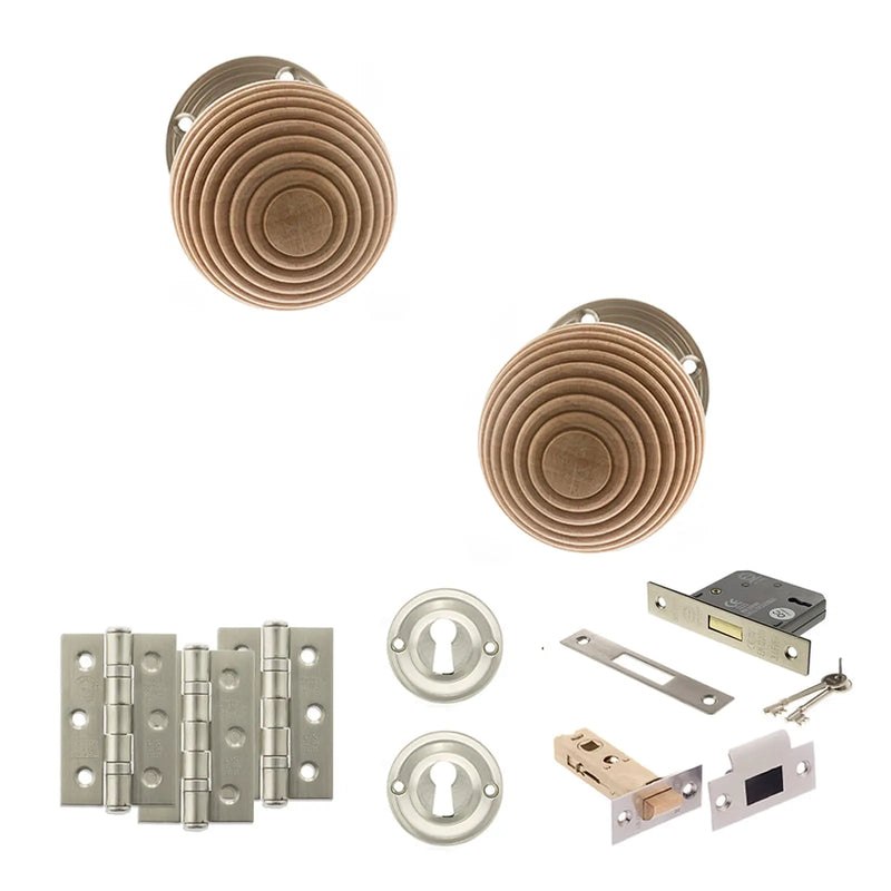 Atlantic Old English Bridlington Door Knob Pack (Lock Set - 3" Latch & Deadlock, 3" Fire Rated Hinges x3)