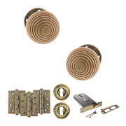 Atlantic Old English Bridlington Door Knob Pack (Lock Set - Horizontal Sashlock, 4" Fire Rated Hinges x3)