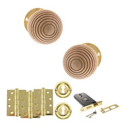 Atlantic Old English Bridlington Door Knob Pack (Lock Set - Horizontal Sashlock, 4" Fire Rated Hinges x3)