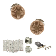 Atlantic Old English Bridlington Door Knob Pack (Lock Set - Horizontal Bathlock, 4" Fire Rated Hinges x3)