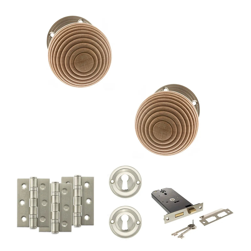 Atlantic Old English Bridlington Door Knob Pack (Lock Set - Horizontal Sashlock, 3" Fire Rated Hinges x3)