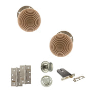 Atlantic Old English Bridlington Door Knob Pack (Lock Set - Horizontal Bathlock, 4" Slim Knuckle Hinges x2)