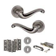 Atlantic Old English Colchester Door Handle Pack (3 Lever Lock Set - 3" CE Sashlock, 3" Fire Rated Hinges x3)