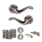 Atlantic Old English Colchester Door Handle Pack (3 Lever Lock Set - 2.5" CE Sashlock, 3" Fire Rated Hinges x3)