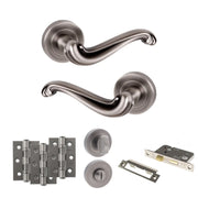 Atlantic Old English Colchester Door Handle Pack (Bathroom Set - 2.5" CE Bathroom Lock, 3" Fire Rated Hinges x3)