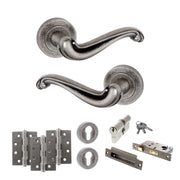 Atlantic Old English Colchester Door Handle Pack (Euro Lock Set - 2.5" CE Sashlock, 4" Fire Rated Hinges x3)