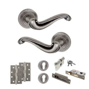 Atlantic Old English Colchester Door Handle Pack (Euro Lock Set - 3" CE Sashlock, 4" Slim Knuckle Hinges x2)