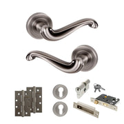 Atlantic Old English Colchester Door Handle Pack (Euro Lock Set - 3" CE Sashlock, 4" Slim Knuckle Hinges x2)