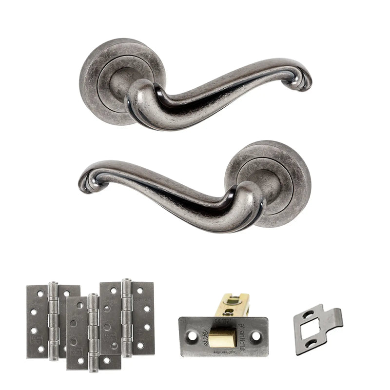 Atlantic Old English Colchester Door Handle Pack (Latch Set - 2.5" CE Latch, 4" Fire Rated Hinges x3)
