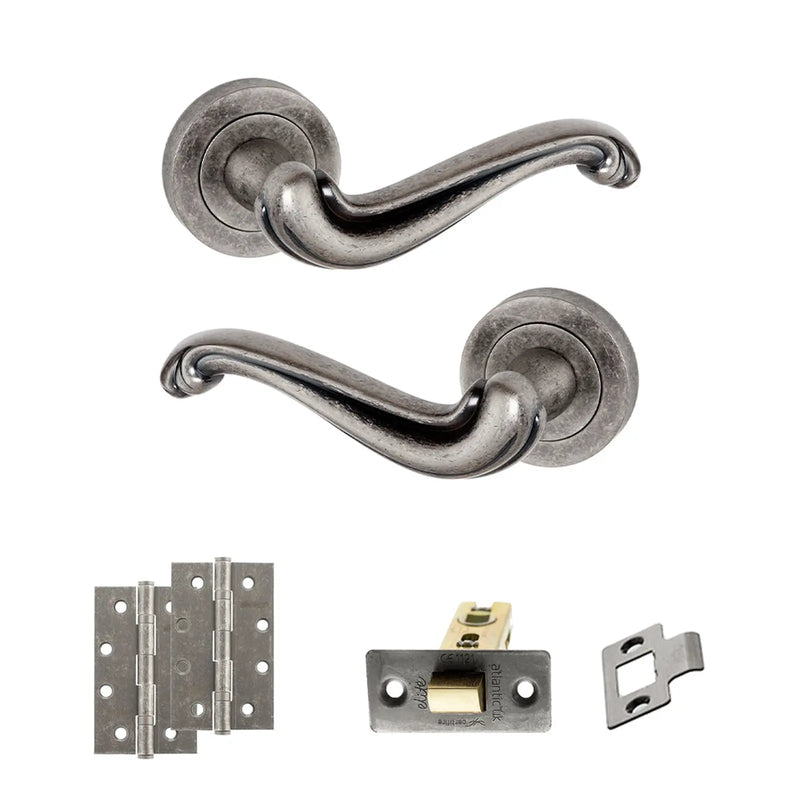 Atlantic Old English Colchester Door Handle Pack (Latch Set - 3" CE Latch, 4" Slim Knuckle Hinges x2)
