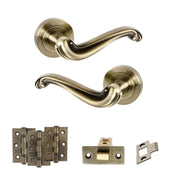 Atlantic Old English Colchester Door Handle Pack (Latch Set - 3" CE Latch, 3" Fire Rated Hinges x3)