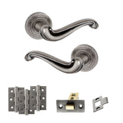 Atlantic Old English Colchester Door Handle Pack (Latch Set - 2.5" CE Latch, 3" Fire Rated Hinges x3)