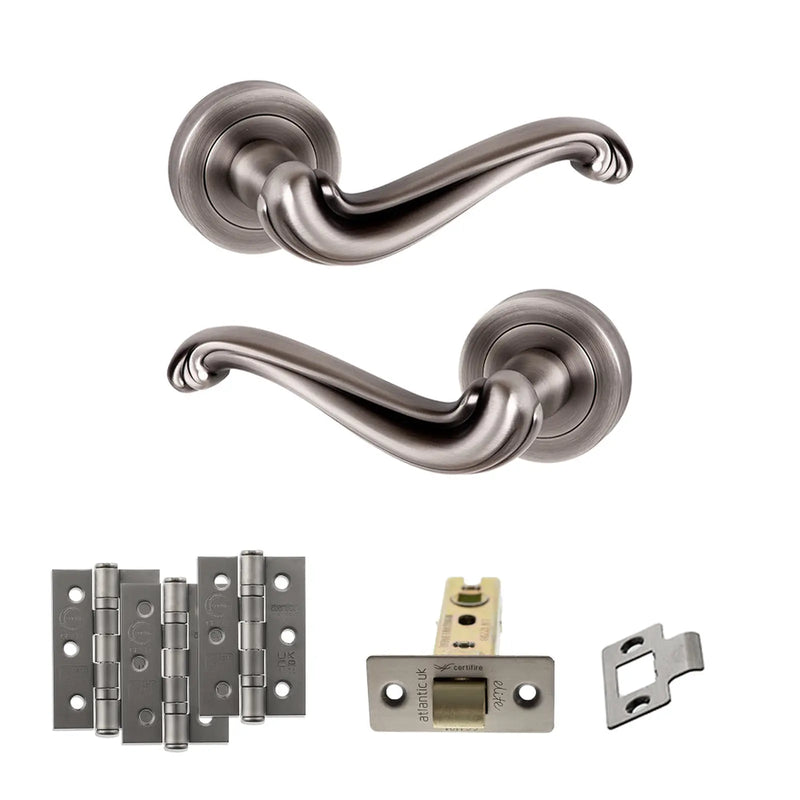 Atlantic Old English Colchester Door Handle Pack (Latch Set - 2.5" CE Latch, 3" Fire Rated Hinges x3)
