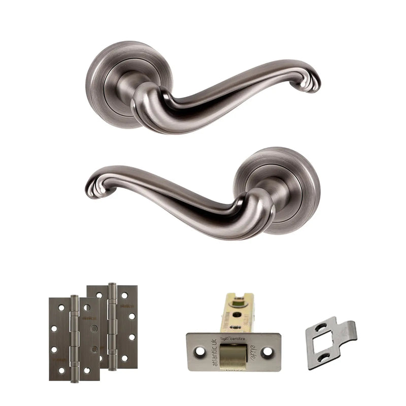 Atlantic Old English Colchester Door Handle Pack (Latch Set - 2.5" CE Latch, 4" Slim Knuckle Hinges x2)