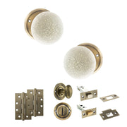 Atlantic Old English Skipton Door Knob Pack (Bathroom Set - 3" Deadbolt, 4" Slim Knuckle Hinges x2)