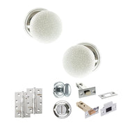 Atlantic Old English Skipton Door Knob Pack (Bathroom Set - 3" Deadbolt, 4" Slim Knuckle Hinges x2)