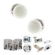 Atlantic Old English Skipton Door Knob Pack (Bathroom Set - 4" Deadbolt, 4" Fire Rated Hinges x3)
