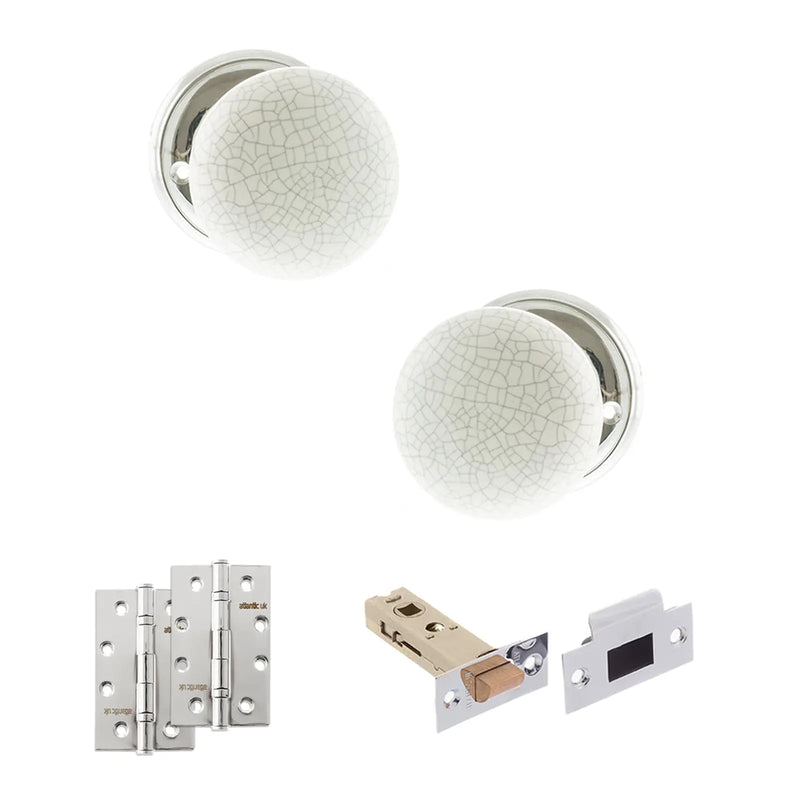 Atlantic Old English Skipton Door Knob Pack (Latch Set - 3" HD Latch, 4" Slim Knuckle Hinges x2)