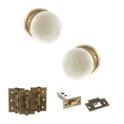 Atlantic Old English Skipton Door Knob Pack (Latch Set - 4" HD Latch, 3" Fire Rated Hinges x3)