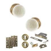 Atlantic Old English Skipton Door Knob Pack (Lock Set - 3" Latch & Deadlock, 4" Slim Knuckle Hinges x2)