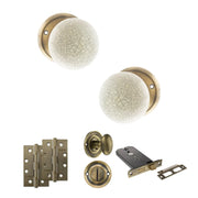 Atlantic Old English Skipton Door Knob Pack (Lock Set - Horizontal Bathlock, 4" Slim Knuckle Hinges x2)