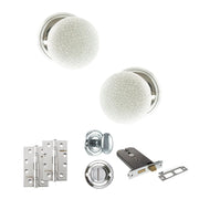 Atlantic Old English Skipton Door Knob Pack (Lock Set - Horizontal Bathlock, 4" Slim Knuckle Hinges x2)