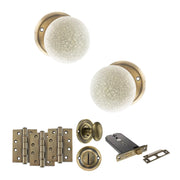 Atlantic Old English Skipton Door Knob Pack (Lock Set - Horizontal Bathlock, 4" Fire Rated Hinges x3)