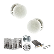 Atlantic Old English Skipton Door Knob Pack (Lock Set - Horizontal Bathlock, 4" Fire Rated Hinges x3)