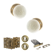 Atlantic Old English Skipton Door Knob Pack (Lock Set - Horizontal Sashlock, 3" Fire Rated Hinges x3)