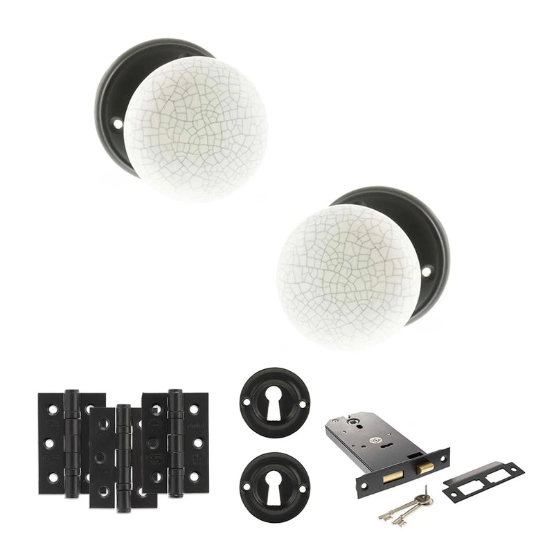 Atlantic Old English Skipton Door Knob Pack (Lock Set - Horizontal Sashlock, 3" Fire Rated Hinges x3)