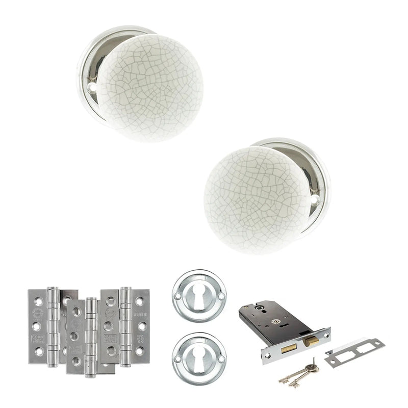 Atlantic Old English Skipton Door Knob Pack (Lock Set - Horizontal Sashlock, 3" Fire Rated Hinges x3)
